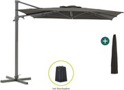 + 15% kassakorting | Parasol Shadowline Francisco | Inclusief hoes | Vierkant | 300x300cm | Met draaihendel | Grijs/Antraciet | Kees Smit Tuinmeubelen