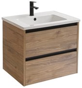 Sanicare Arda badkamermeubel 65cm diveria oak met keramische wastafel wit