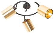 Moderne plafondlamp zwart en goud 3-lichts - Lofty Modern E14 cilinder / rond rond Binnenverlichting Lamp