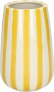 Vaas, steengoed, handbeschilderd, geel gestreept,Ø11 x 17 cm