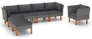 vidaXL 7-delige Loungeset poly rattan en eucalyptushout grijs