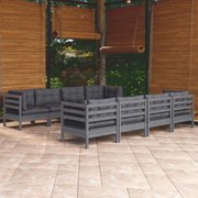 vidaXL 9-delige Loungeset met kussens massief grenenhout