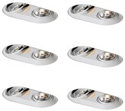 Set van 6 Afgeronde inbouwspot wit GU10 70mm 2-lichts - Hubs