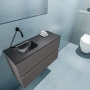 Mondiaz Ada 80cm toiletmeubel dark grey met wastafel urban links zonder kraangat