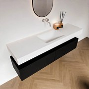 Zaro Alan badmeubel 160cm urban 2 lades met vrijhangende wastafel cloud midden zonder kraangat talc