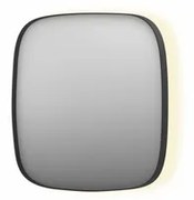 INK SP30 spiegel - 80x4x80cm contour in stalen kader incl indir LED - verwarming - color changing - dimbaar en schakelaar - mat zwart 8409720