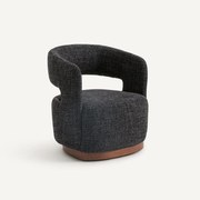 Draaifauteuil met walnoten onderstel, mêleestof, Jesper