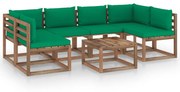 vidaXL 7-delige Loungeset pallet met kussens geïmpregneerd grenenhout