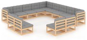 vidaXL 13-delige Loungeset met kussens massief grenenhout