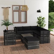 vidaXL 8-delige Loungeset met kussens pallet massief grenenhout