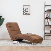 vidaXL Massage chaise longue kunstsuède bruin