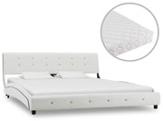 vidaXL Bed met matras kunstleer wit 160x200 cm