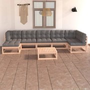 vidaXL 8-delige Loungeset met kussens massief grenenhout