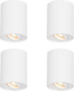 Set van 4 moderne plafondspots wit draai- en kantelbaar - Rondoo up