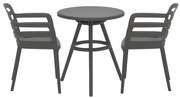 Garden Impressions Mira balkonset 3-delig - Faria tuintafel Ø60 cm - donker grijs