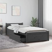 vidaXL Bedframe met lades grijs 75x190 cm 2FT6 Small Single