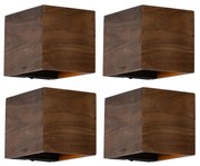 Set van 4 smart wandlampen walnoot hout incl. Wifi G9 - Transfer