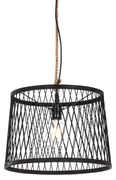 Landelijke buiten hanglamp zwart rotan 40 cm - Calamus Landelijk E27 IP44 Buitenverlichting rond