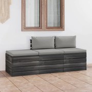 vidaXL 3-delige Loungeset met kussens pallet massief grenenhout