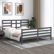 vidaXL Bedframe massief hout grijs 180x200 cm 6FT Super King