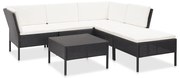 vidaXL 6-delige Loungeset met kussens poly rattan zwart