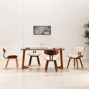 vidaXL Eetkamerstoelen 4 st gebogen hout en kunstleer crème