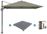 Platinum Voyager zweefparasol T2 2,7x2,7 m. - Taupe met voet en hoes
