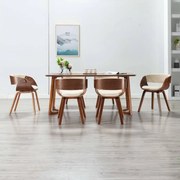 vidaXL Eetkamerstoelen 6 st gebogen hout en kunstleer crème