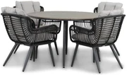Tuinset Ronde Tuintafel 4 personen 125 cm Wicker/Aluminium/Aluminium/wicker Zwart  Coco Azzano/Matale