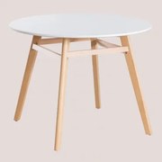 Ronde Eettafel Van Mdf En Beukenhout Scand Nordic Wit & Ø100 Cm - Sklum