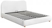 Bed Met Opklapbare Boxspring Winselet Chenille Ivoorwit & 140 X 190 Cm - Sklum