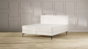 Emma Signature Boxspring Bed 160x200 - Beige - Effen Hoofdbord - Zwart metaal Pootjes