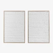 Set Van 2 Decoratieve Schilderijen In Gipsreliëf (60x90 Cm) Leclerc Wit - Sklum