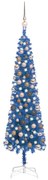 vidaXL Kerstboom met LED's en kerstballen smal 120 cm blauw