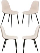 Set 4 Teok Black Stoffen Stoelen