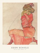 Kunstreproductie The Lady in Red (Special Edition Female Portrait) - Egon Schiele