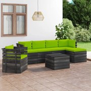 vidaXL 7-delige Loungeset met kussens pallet massief grenenhout