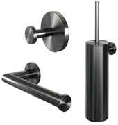 Brauer Gunmetal Edition set met handdoekhaak, toiletrolhouder en toiletborstelset gunmetal geborsteld PVD