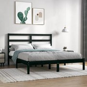 vidaXL Bedframe massief hout zwart 135x190 cm 4FT6 Double