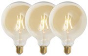 Set van 3 E27 dimbare LED lampen G125 goud 5W 450 lm 2200K
