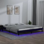 vidaXL Bedframe LED massief hout zwart 140x200 cm