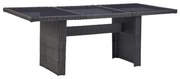 vidaXL Tuintafel 200x100x74 cm glas en poly rattan zwart