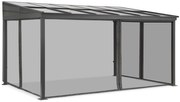 Aluminium terrasoverkapping 4 x 6 m Tarragona met muggengaas Garden Point antraciet