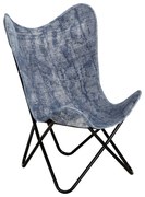 vidaXL Vlinderstoel canvas indigo-blauw