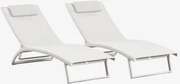 Set Van 2 Verstelbare Aluminium Ligstoelen Met Dulem-kussen Gardenia Wit - Sklum