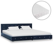 vidaXL Bed met matras fluweel blauw 160x200 cm