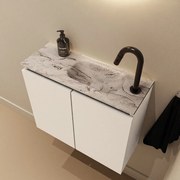 Mondiaz Ture DLux toiletmeubel 60cm talc met wastafel glace rechts met kraangat