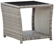 vidaXL Salontafel 45x45x40 cm poly rattan en glas grijs