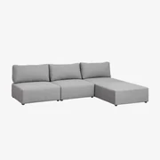 3-delige Modulaire Bank Met Kata Poef Grijs - Sklum