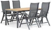 Tuinset 4 personen 160 cm Aluminium/Textileen /Aluminium/teak/Aluminium/textileen Grijs Presto Lucardo/Mazzarino